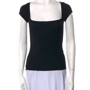 Reformation Black Square Neck Top